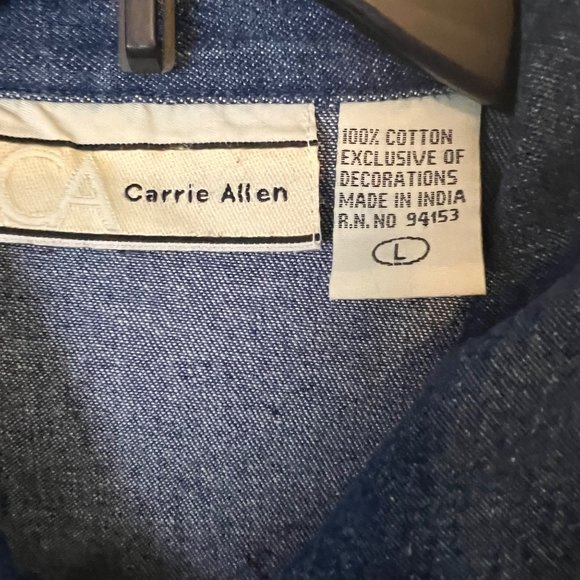 Carrie Allen Blue Jean Jacket Women Large Red Hat Society Beaded Red Hats Embroi - Picture 8 of 10